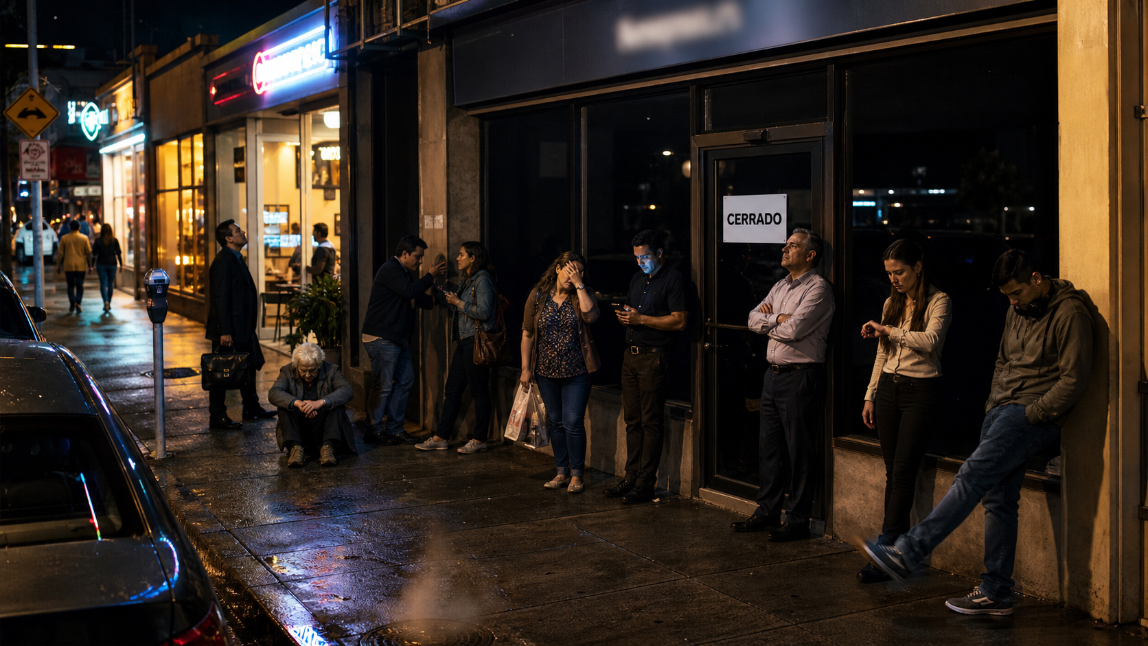 Negocio cerrado de noche